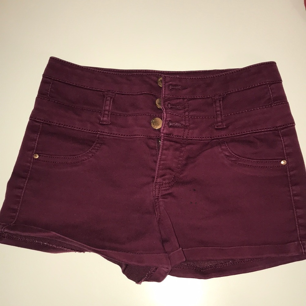 Maroon high waisted shorts